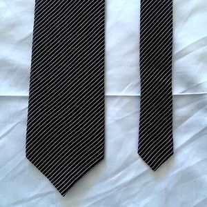Balmain Paris 100% Silk Tie Black with Diagonal White Stripes